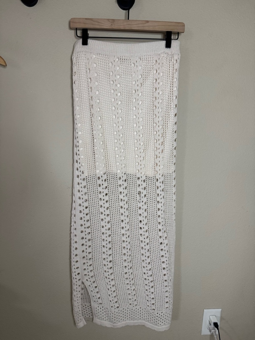 Olive + Oak White Crochet Swim Cover Up Skirt Midi Beach Vacation Size S